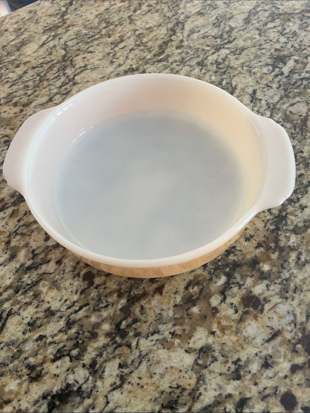 Fire King White and Cream Round Baking Dish with Handles - 8 inches